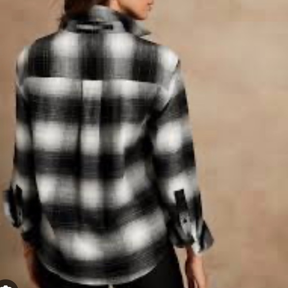 Banana Republic Classic Fit Organic Flannel Shirt Black/White Size Medium - Picture 2 of 6